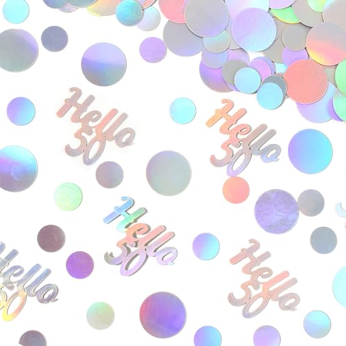 Image of Hello 50 Birthday Confetti for Table Iridescent Circle Happy 50th Birthday Party Decorations for Women Fifty Years Old Birthday Tables Scatter Party Confetti Wedding Anniversary Decor 300PC