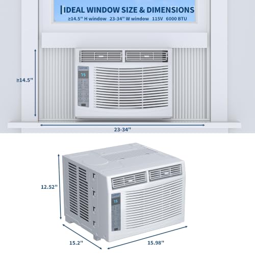 Image of Garvee 6000 BTU Window AC with Remote Control, Cools Rooms up to 250 Sq Ft | 3 Cooling & Fan Speeds Quiet Operation, Digital Display, Easy Install Kit, for Bedroom, Office