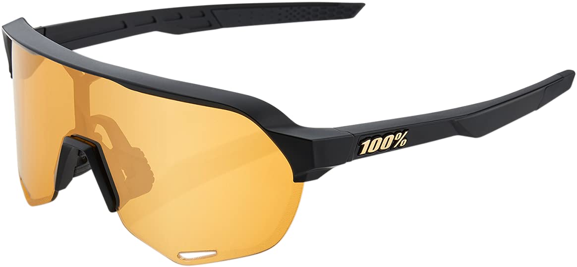 100% S2 Sport Performance Cycling Sunglasses (Matte Black - Soft Gold Mirror Lens)