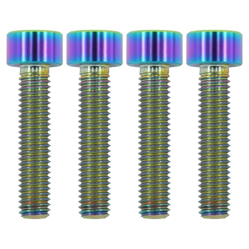 Image of M5x25 Titanium Bolts, Colorful, 4PC | Lightweight Design, Ideal for Humid /Salty Environments, Socket Head Hex Key No Washer, MTB /Road Bike Stem Bolts