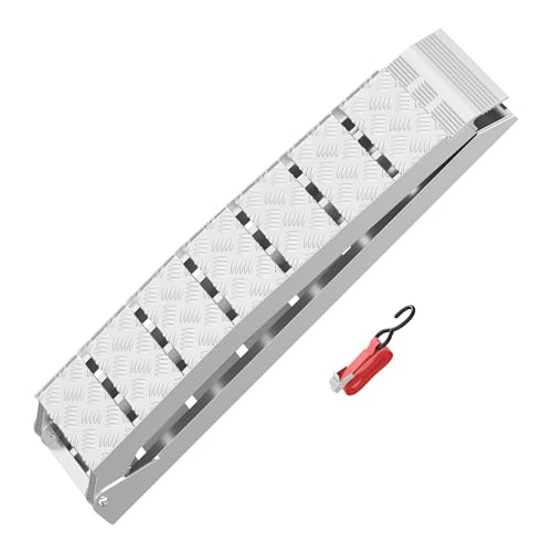 Wiltec Rampe de Chargement Pliable – 2280 x 280 mm – Capacité Max. 680 kg – en Aluminium – avec Sangle – pour Moto VTT Quad – Rampe d’accès Rail