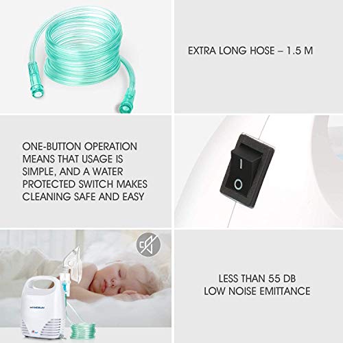 Miniatura 2 de Hangsun Inhalador Nebulizador Electrico CN560 Nebulizador Bebe Adulto Para Inhalación De Medicamentos Líquidos (Blanco)