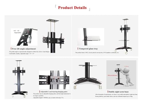 Soporte movil para TV 32-70 pulgadas hasta 80 kg negro miniatura 3