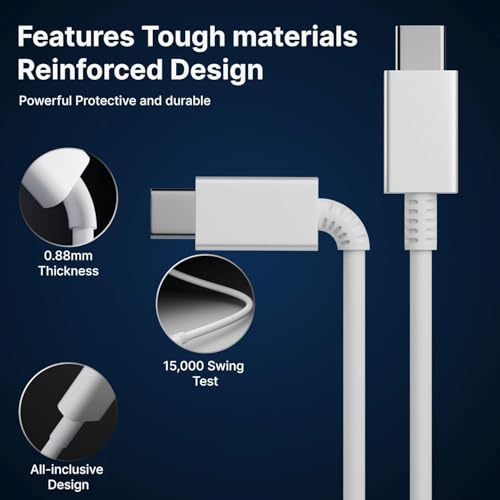 Image of 25W Original Type C to C Fast Charging Cable Compatible with Samsung Galaxy S25|M06|F06|M16|F16|M05|M35|F05|A06|A16|M55s||S10+|A9+ /S23 /S23+ /S22 /5G /Ultra /Plus /Fe /Edge /S- Type-C Cord, White