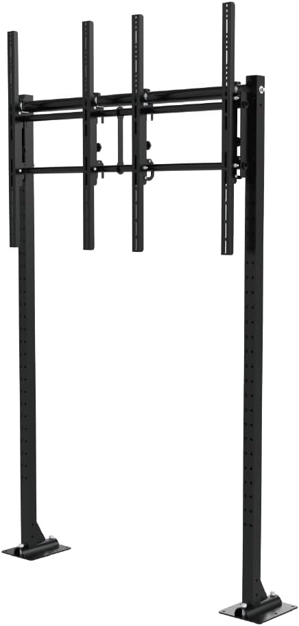46-85" Floor Bolted 2x1 Portrait Video Wall Mount, Fixed Vertical Dual Screen Bracket, VESA 800x800