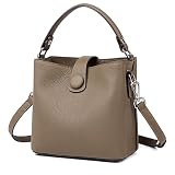 AOSIFIEL Small Bucket Bags for Women Genuine Leather Handbags Satchel Bag Small Purse for Women Hand Bag Top-Handle Bag Mini Crossbody Bag