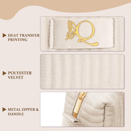 Image of COSHAYSOO Personalized Bridesmaid Proposal Gifts Initial Makeup Bag Letter Q, Bachelorette Party Bridal Shower Maid of Honor Gift for Wedding, Monogrammed Cosmetic Pouch for Bride Mother