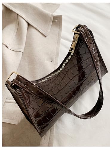 Verdusa Women's PU Leather Underarm Bag Zipper Shoulder Handbags Top Handle Purse2