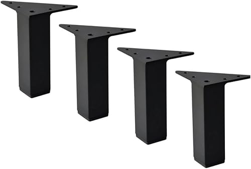 Patas cuadradas de metal negro de 5 pulgadas para muebles, sofá, armario, mesa auxiliar, juego de 4 piezas