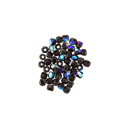 True2™ 2mm Czech Fire Polished Round Beads Jet AB PK50