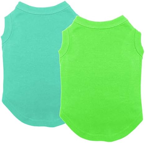 Shirts for Cat Kitten Puppy, Chol&Vivi Cat T-Shirt Clothes Soft and Thin, 2pcs Blank Shirt Clothes Fit for Extra Small Medium Large Extra Large Size Cat Puppy, Extra Small Size, Light Blue and Green