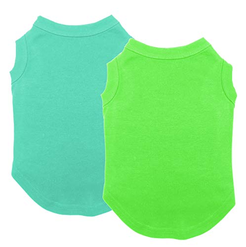 Shirts for Dog Plain Clothes, Chol&Vivi Dog T Shirt Clothes Vest Soft and Thin, 2pcs Blank Clothes Shirt Fit for Extra Small Medium Large Extra Large Size Dogs, Large Plus Size, Light Blue and Green