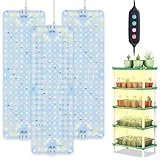 3Pack Flat Panel Grow Lights for Indoor Plants, Seed Starting, Vegetables with 4/8/12 Hr Timer, 30W Full Spectrum LED Plant Growing Lamps for Cabinet/Shelves/Greenhouse, Plug-and-Play, Connect Freely