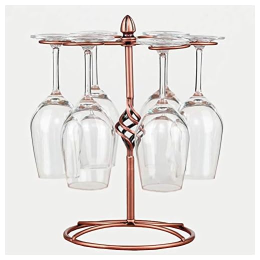 Wine Glass Rack, Countertop Wine Glass Holder, Elegant Freestanding Tabletop Stemware Storage Rack/Wine Glass Stand Racks Holder with 6 Hooks Kitchen Glasses Accessories for Home Bar Storage, Bronze