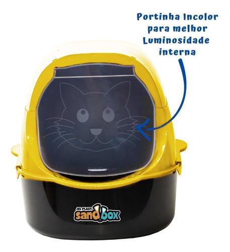 Caixa de Areia Banheiro Grande Furba Sandbox Fechada Para Gatos Amarelo