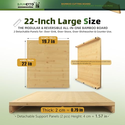 BAMOTTO CRAFTBAMBOO 19.7x22 Inch Large Bamboo Cutting Board Stovetop Cover by BAMOTTO CRAFTBAMBOO - Used condition - Image 2
