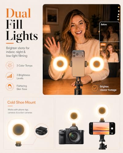 Image of UBeesize 71 inch Vlogging Kit, Face Tracking Tripod, Desk Stand, Mics & Light
