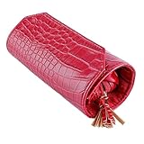 Gatuida Organizador de Joyas de Viaje Enrollable Rojo Caja Portátil Multifuncional para Anillos Pulseras y Collares Tamaño Pequeño Material Duradero Adecuado para Viajes y