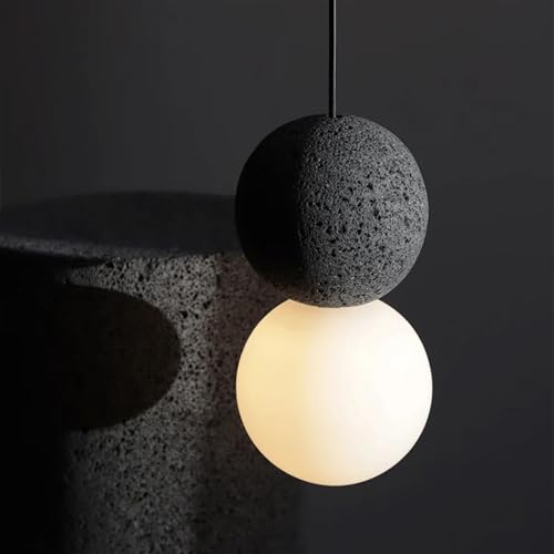 Lampe Suspendue Double Boule Moderne en Verre et Ciment Blanc Chaud - 6
