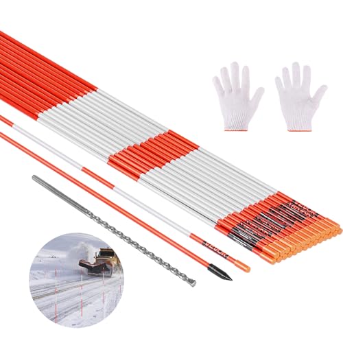 VEVOR Driveway Markers, 20Pcs 48 in Long 1/4 in Dia, Hi-Visibility Driveway Reflectors with 12 in...