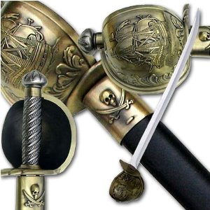 Pirate of Caribbean Cutlass Sword with Basket Guard