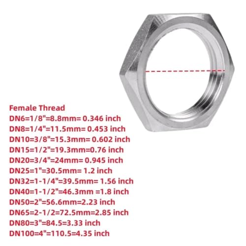 Adaptador de rosca BSP de acero inoxidable 304 con tuerca hexagonal para tuberías 3