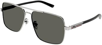 Gucci GG1289S 001 Gunmetal/Grey Square 62mm Mens Sunglasses