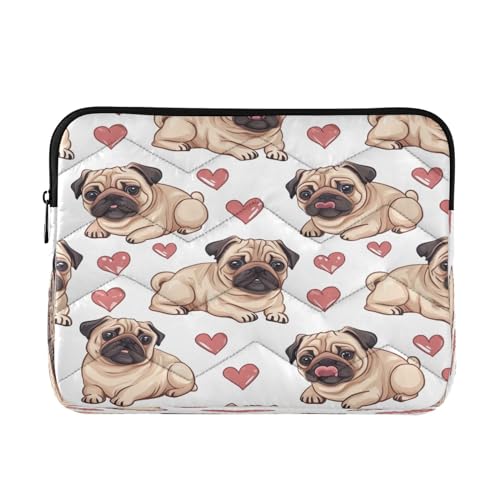 Funda para portátil 13-14 pulgadas impermeable con diseño de perros pug