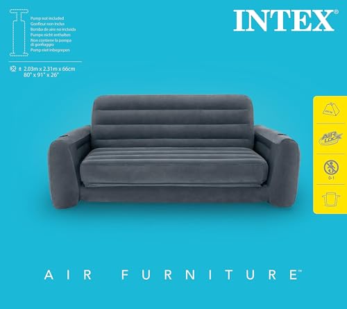 Foto von Intex Aufblasbares Sofa mit Schlaffunktion für 2 Personen Max. 200kg (127x231x66 cm) Couchsofa aufblasbar mit Getränkehalterung (66552NP)