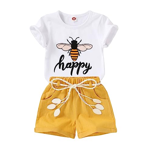 Image of YOUNGER TREE Toddler Baby Girls Clothes Watermelon T-shirt + Linen Shorts with Belt Cute Summer Short Set
