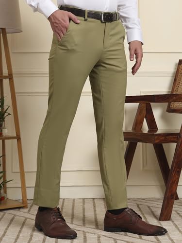 Image of SaintX Men's Premium Stretchable Formal Trouser with Techno Flex Waistband | Slim Fit | Italian Design | Triple Blend Special Fabric Pants | Office Wear /Executive Wear