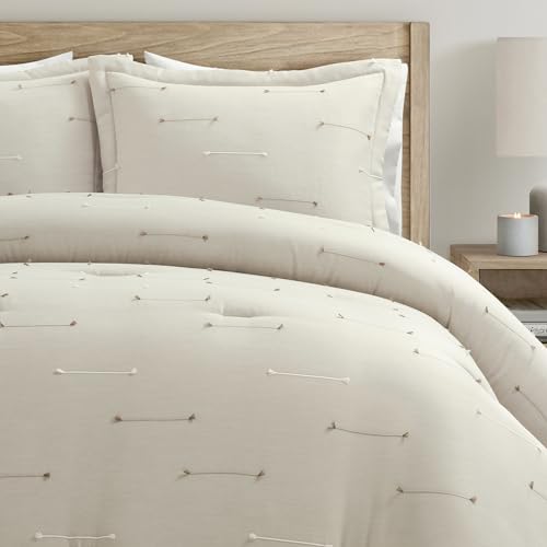 Image of Lush Decor Boho Stripe Clip Woven Textured Jacquard Comforter 3 Piece Set King /California King Neutral & Brown - Neutral Bedding Set King Comforter