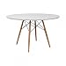 Mod Made Mid Century Modern Paris Tower Round Table Dining Table Wood Leg and top, White/Natural