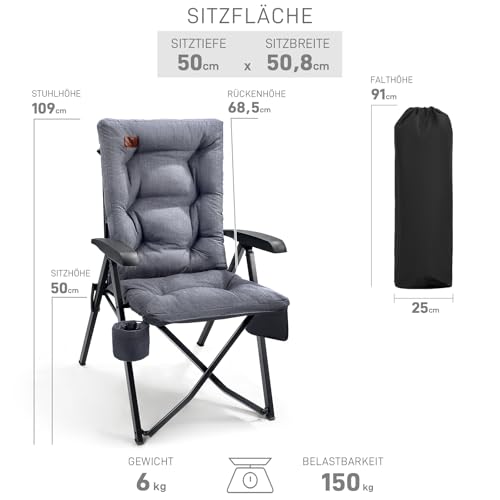 Faltbarer EVER ADVANCED Stuhl gefaltet in Tragetasche mit Schultergurt - Detailansicht von EVER ADVANCED Campingstuhl...