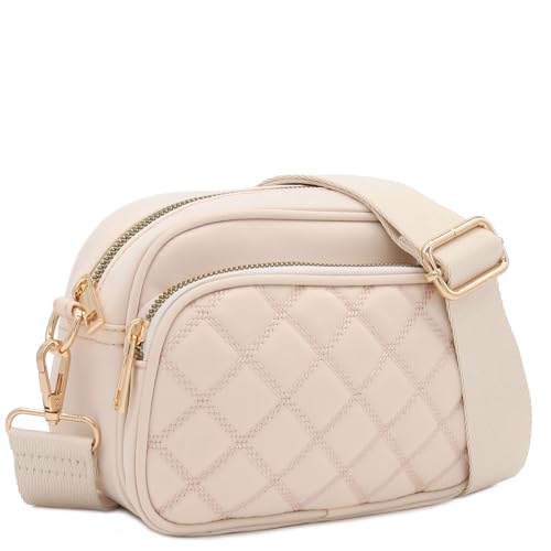 Image of FashionPuzzle Quilted Nylon Crossbody Bag with Wide Strap