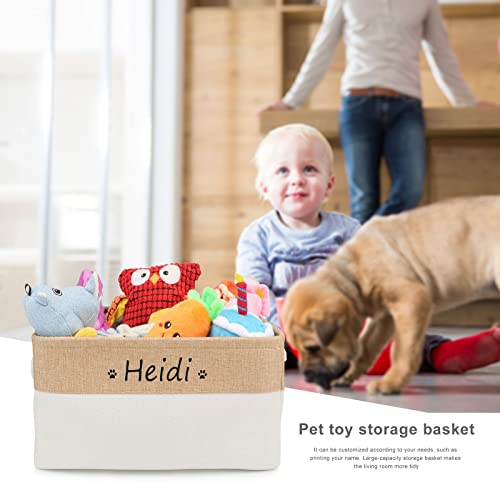 PIANG GOUER Aufbewahrungskorb für Hundespielzeug, Mit personalisiertem Kosenamen Faltbare rechteckige Aufbewahrungsbox für Organisation Katzen und Hundekleidung, Spielzeug(Beige,S)