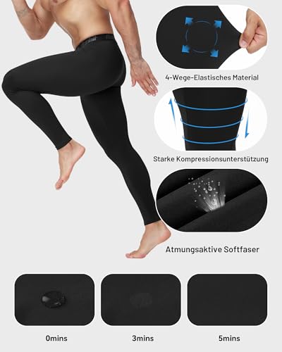 Runhit Kompressionshose Herren Lange Tights Sportleggings Schnelltrocknende Sporthose Laufhose Männer Atmungsaktiv Unterhosen Funktionsunterhose für Fitness Joggen Training Gym Schwarz M