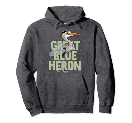 Jumbo Great Blue Heron Bird Lover Cartoon Birdorable Pullover Hoodie