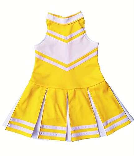 Total 2550 Little Girls' Children Kids Dress Cheerleader Uniform Cheerleading Halloween Costume Bright Yellow/White (L / 8-10) - Thumbnail 2