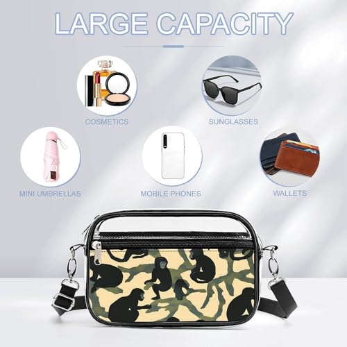Monkey Camouflage Women's Clear Crossbody Purse Bag Transparent Bags Pocket for Concerts Sports Festivals3