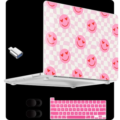 MEEgoodo for M2 MacBook Pro 13 inch Case 2022 2021 2020,Crystal Cover Fit Model A2338 M2/M1 A2251 A2289,Clear Case for 13.3-inch Laptop,Hard Shell for MacBook Pro M2, Checkered Pink Hearts by MEEgoodo - Used condition - US$17.17