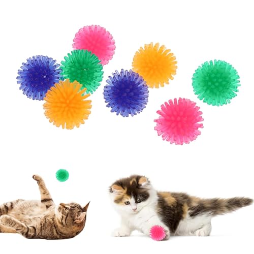 DHWEKU 8 Pièces Chat Balles Colorées, pour Animaux de Compagnie, Jouets Interactifs, Entraînement au Rebond des Chats, Augmente Le Plaisir des Chats