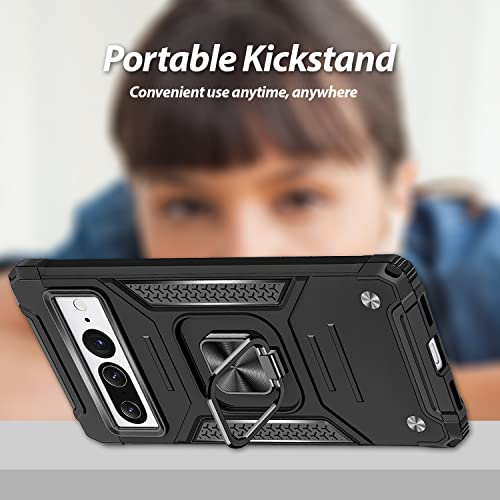 [Whitestone] Ring Case For Google Pixel 7 Pro (2022), Premium Hard Protective Phone Cover With 360° Rotating Ring Kickstand For Pixel 7 Pro - Black #TOP5