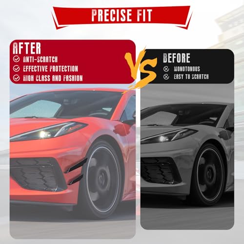 Bracingo Carbon Flash Front Bumper Side Canards Spoiler Fins fit for C8 Corvette Stingray Convertible/HTC Z51 2020-2024,Front Side Body Shark Splitter Fin Trims,Side Spoiler Wing Decro Panels,4PCS - Image 2