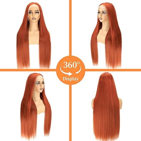 Ginger Orange 13By4 Wig Human Hair Wigs Straight HD Transparent Lace Front Wigs 350 Colored HumanHair Wig Pre Plucked With Baby Hair 20 Inch - Image 3
