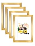 Annecy 5x7 Picture Frames (4 Pack, Gold), Simple Designed Photo Frame, For Pictures 5x7 for Wall or Table Display, Classic Simple Home Office Decor