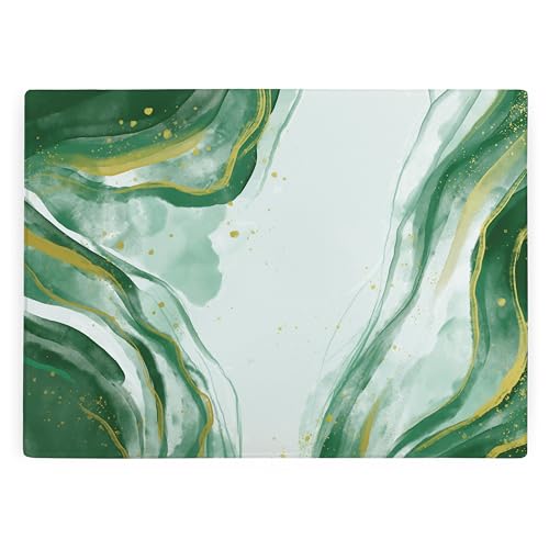 Purely Home Tabla de cortar de cristal para cocina, protector de encimera rectangular de mármol verde, tabla lisa, tabla de cortar de cocina con pies antideslizantes, 39 cm x 28,5 cm, PSL10202-1