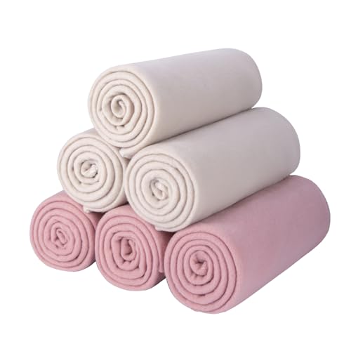 CAI TENG Fleece Throw Blankets Blanket Bulk Lightweight Warm Soft Cozy Pet-Friendly Fleece Blanket Solid for Home, Bed, Sofa, Dorm, Office, Gifts, Outdoor (Assorted, Pack of 6-50 x 60 inch) by CAI TENG - Used condition - CA$39.77