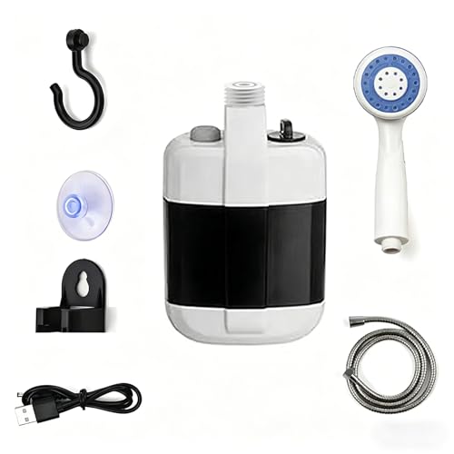 Bomba de Ducha Portátil Recargable para Camping con Batería 2000mAh, Cabezal de Ducha Eléctrico, Bomba de Agua para Cubeta, Ideal para Camping, Senderismo y Limpieza miniatura 2