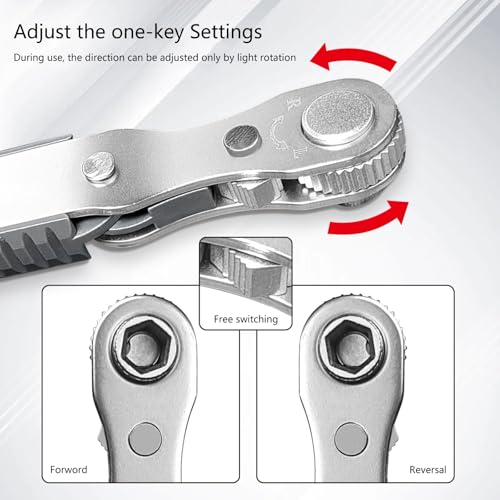 QIEIEI Right Angled Screwdriver 90 Degree Offset Ratcheting Screwdriver Pocket Ratchets Wrenches Bit Socket Set - Thumbnail 5